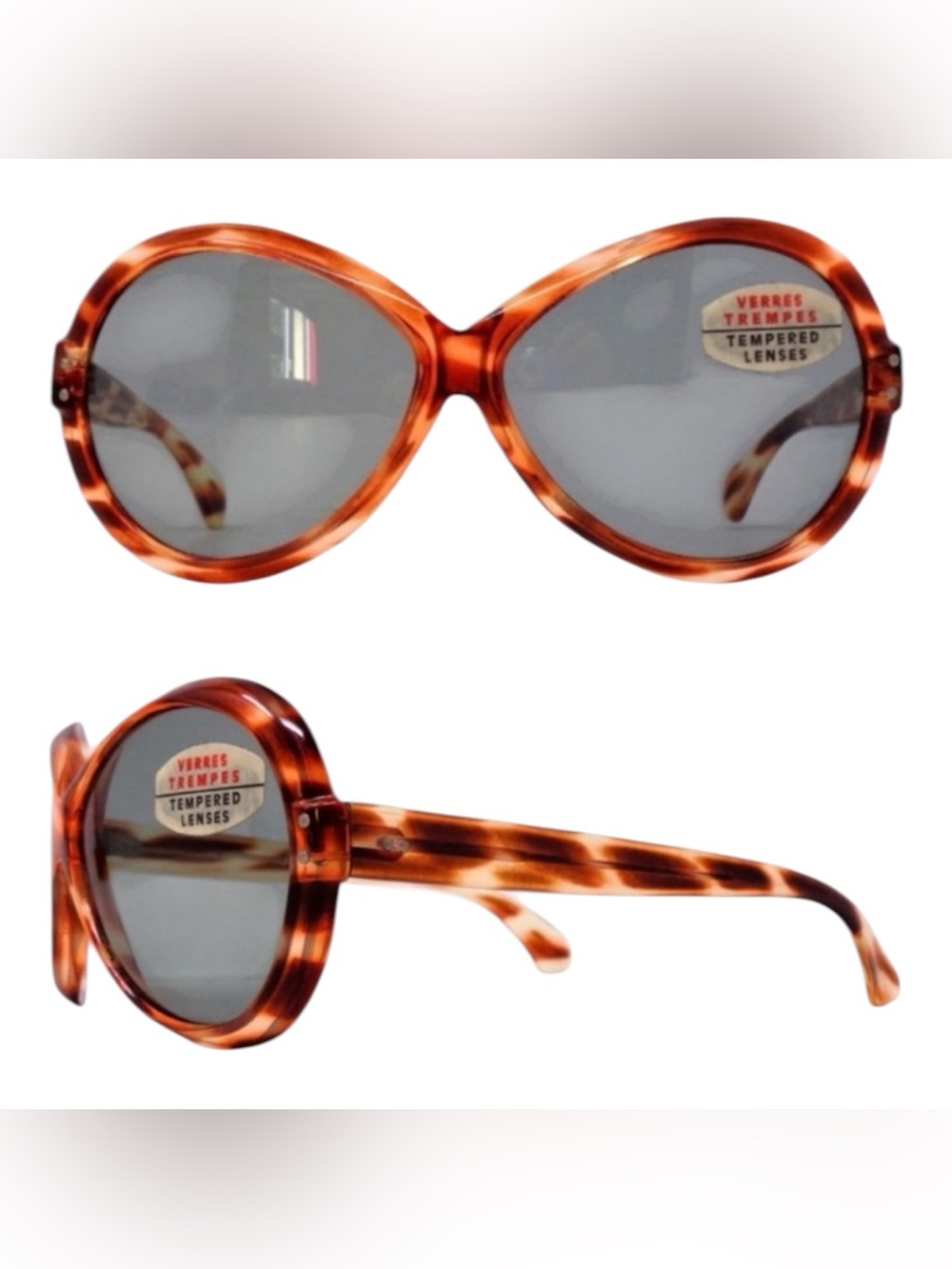 1960’s Oversized Mod French Sunglasses Tortoiseshell, Original glass lenses, New